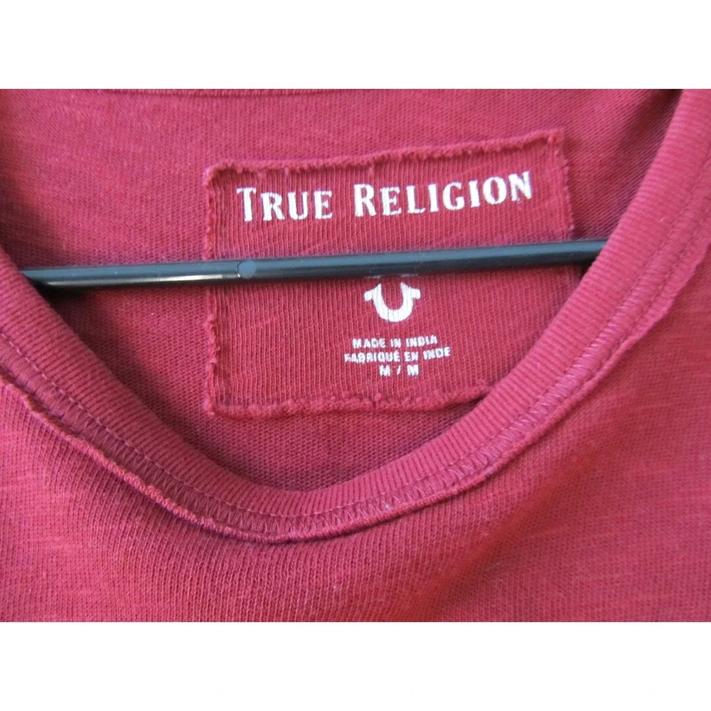 True Religion T-Shirt Mens Medium Red Arched Logo‎ Graphic Short Sleeve Cotton